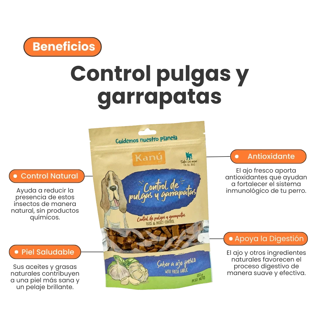 Galletas Blandas con Ajo Kanu Control Pulgas y Garrapatas Kanu Pet para Perro. 100% Naturales