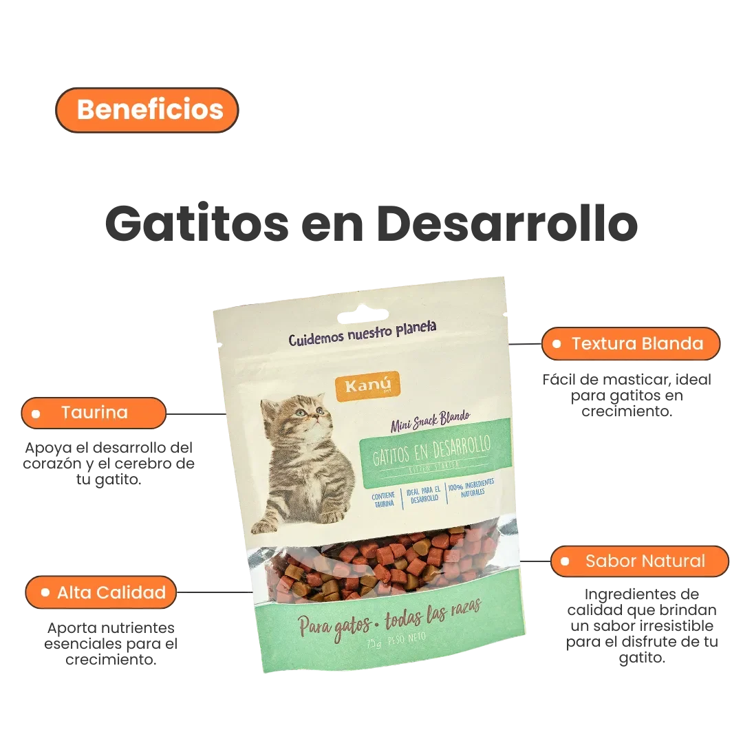 Galletas Blandas Kanu Pet Gatitos en Desarrollo y Apoyo al Crecimiento Muscular