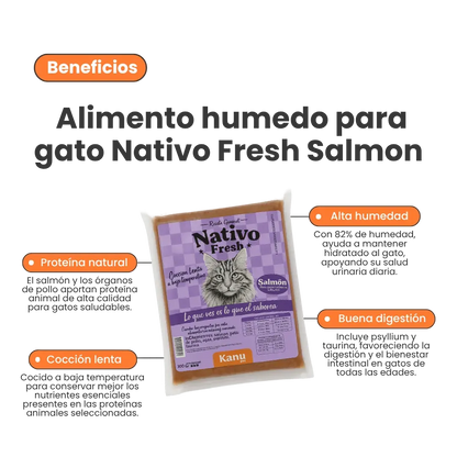 Alimento Congelado Nativo Fresh Salmón Kanu Pet para Gato Adulto y Cachorro