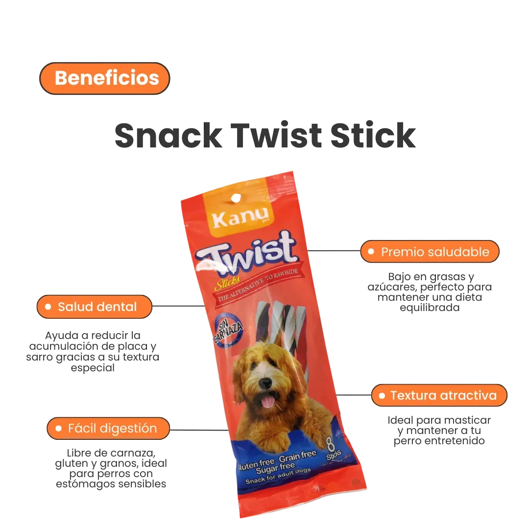 Snack Twist Stick para la placa y el sarro Kanu Pet  Sabores surtidos para Perro