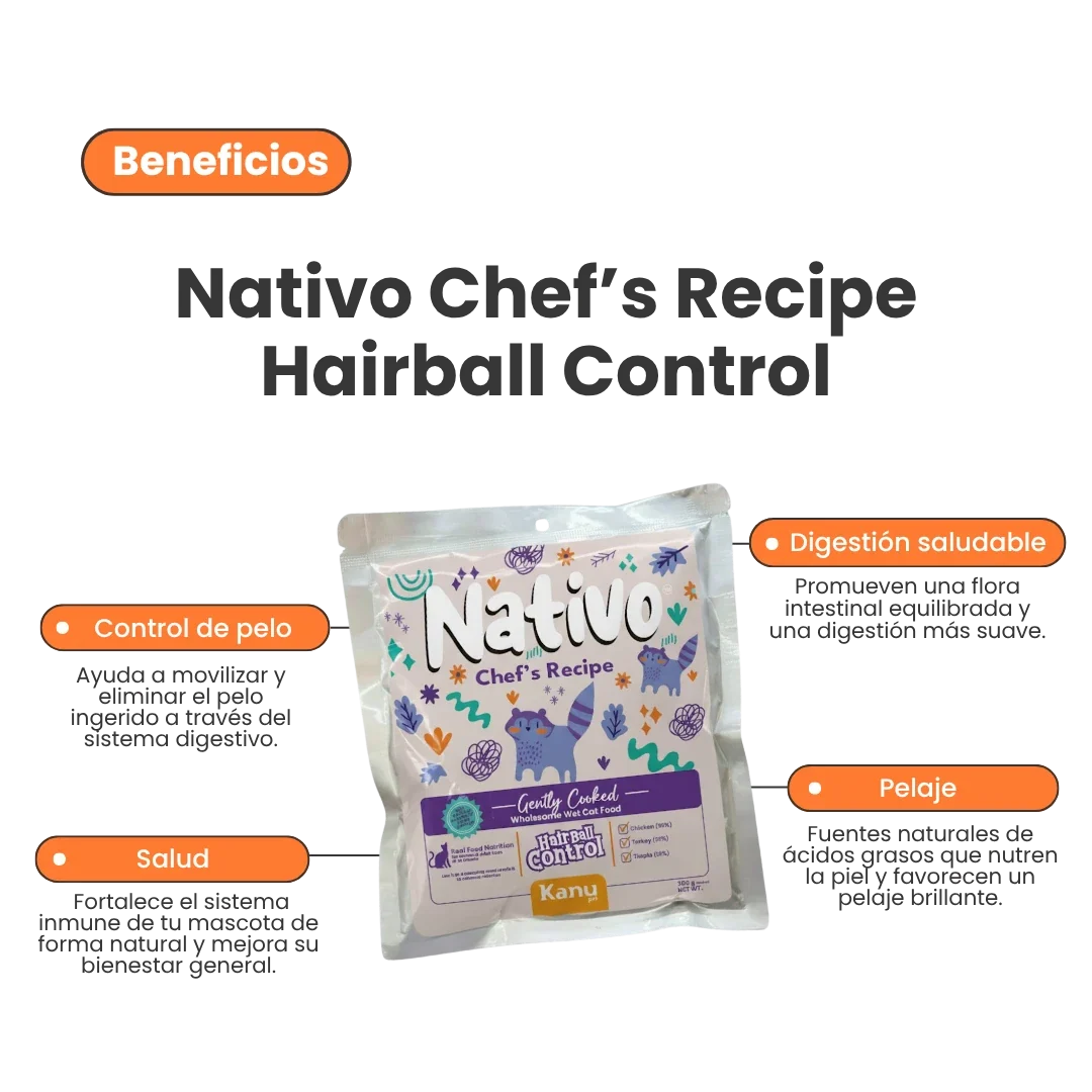 Alimento Húmedo Nativo Chef’s Recipe Hairball Control Kanu Pet para Gatos