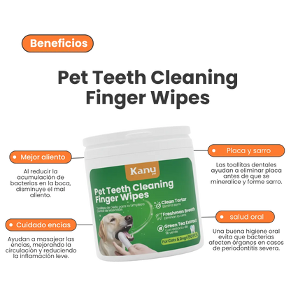 Toallitas de Dedo para Limpieza Dental Kanu Pet para Perro y Gato