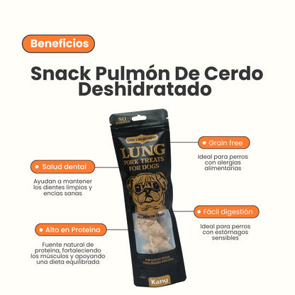 Snack Pulmón de Cerdo Deshidratado Kanu Pet para Perros, Un Solo ingrediente 100% natural