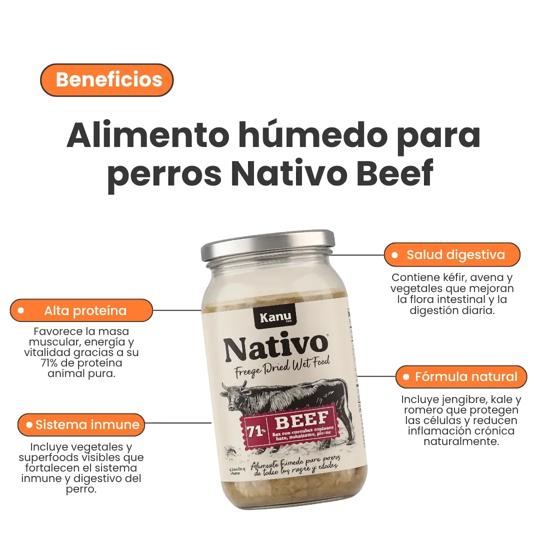 Alimento Húmedo Liofilizado Nativo Beef de Res Kanu Pet para Perro