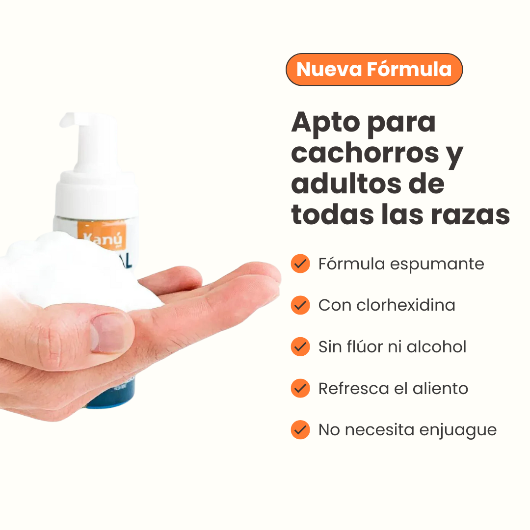 Enjuague Bucal Kanu en Espuma Menta para Gato 150 ml