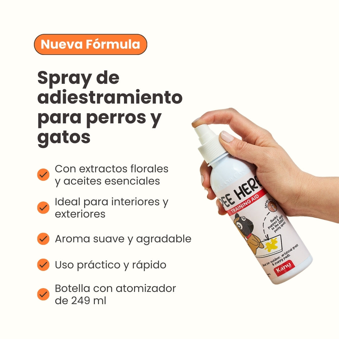 Spray de Adiestramiento Pee Here de Kanu Pet para perros y gatos 100% Natural