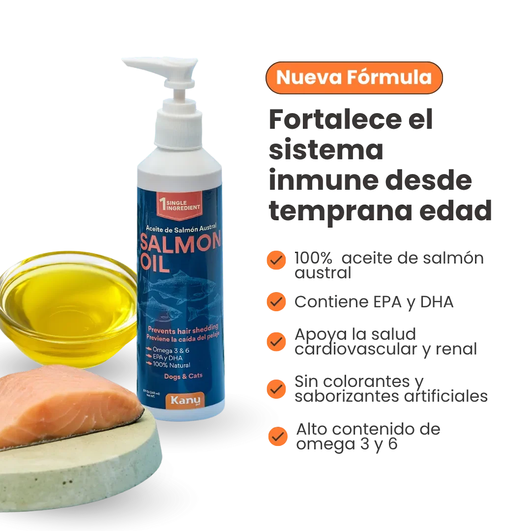 Suplemento Aceite de Salmón  Kanu Pet para perro y gato. Omega 3 y 6