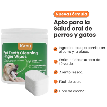 Toallitas de Dedo para Limpieza Dental Kanu Pet para Perro y Gato