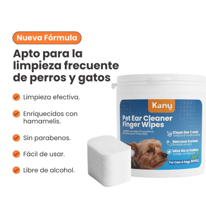 Toallitas de Dedo Limpiadoras de Oídos Kanu Pet para Perro y Gato