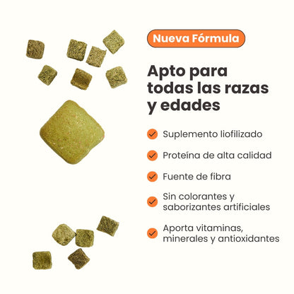 Snack Liofilizado Tasty Cubes Brocoli para Gatos, Bajas en Calorías