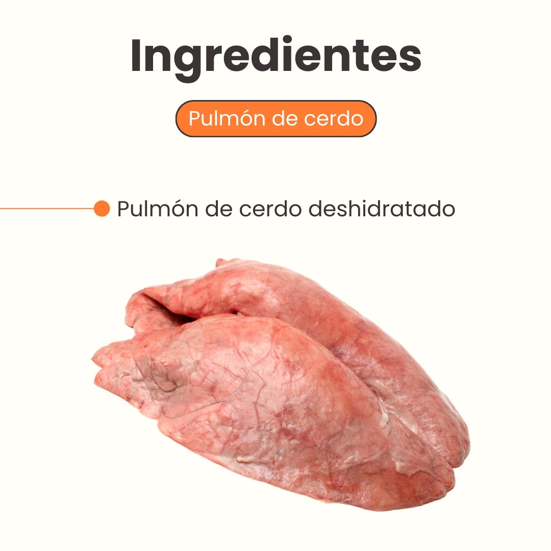 Snack Pulmón de Cerdo Deshidratado Kanu Pet para Perros, Un Solo ingrediente 100% natural