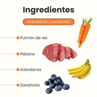 Snack Liofilizado Tasty Cubes Arándanos y Zanahoria Kanu Pet para Gatos, Bajas en Calorías