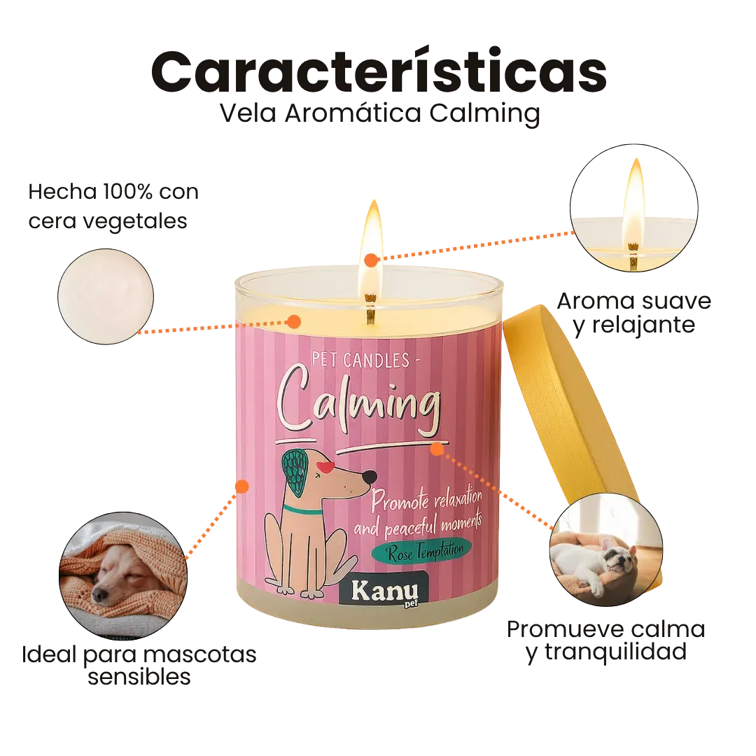 Vela Calming Kanu Pet para Perros aroma Rose Tentation
