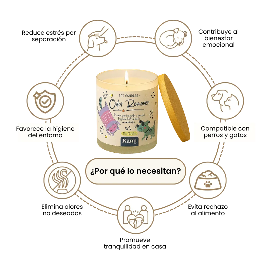 Vela eliminadora de olores Kanu Pet para perros y gatos aroma Rose Temptation