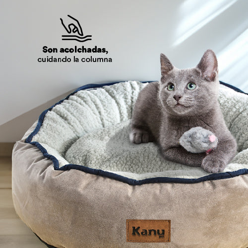 Cama Redonda Ovejero Gris Con Azul Kanu Pet Para Perro - {{ Kanu Pet }}
