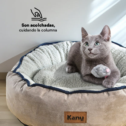 Cama Redonda Ovejero Gris Con Azul Kanu Pet Para Perro - {{ Kanu Pet }}