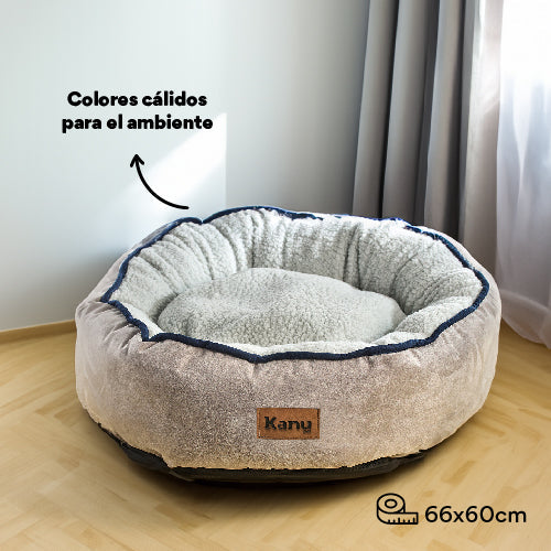 Cama Redonda Ovejero Gris Con Azul Kanu Pet Para Perro - {{ Kanu Pet }}