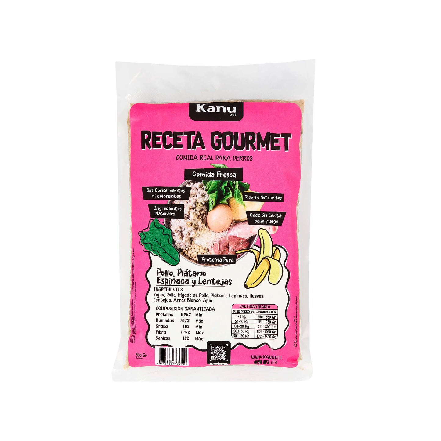 Alimento Congelado Receta Gourmet de Kanu Pet sabor a Pollo - Lentejas para perros. 100% Comida Real - {{ Kanu Pet }}