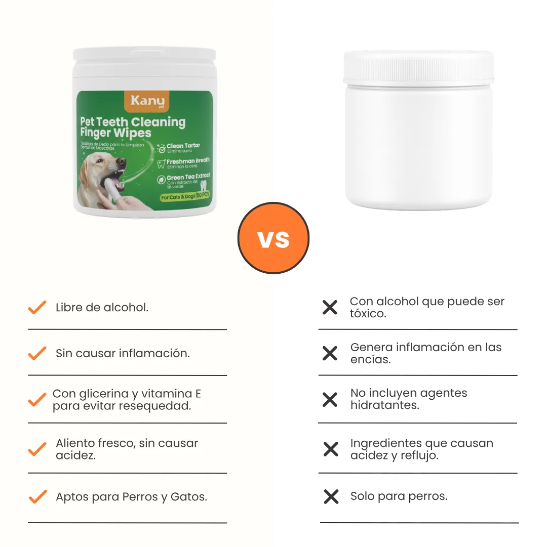 Toallitas de Dedo para Limpieza Dental Kanu Pet para Perro y Gato