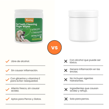 Toallitas de Dedo para Limpieza Dental Kanu Pet para Perro y Gato