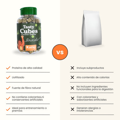 Snack Liofilizado Tasty Cubes Brocoli para Gatos, Bajas en Calorías