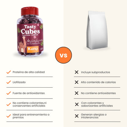 Snack Liofilizado Tasty Cubes Arándanos y Remolacha para Gatos, Bajas en Calorías