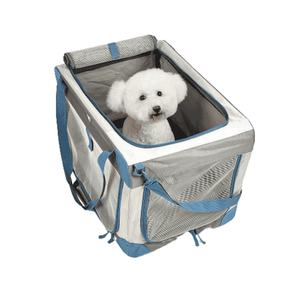 Transportadora Camping Exterior Gris/Azul Kanu Pet para Perro y Gato