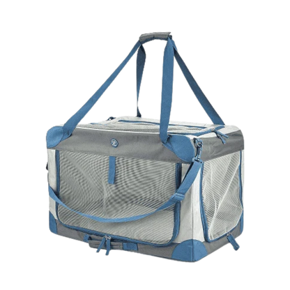 Transportadora Camping Exterior Gris/Azul Kanu Pet para Perro y Gato
