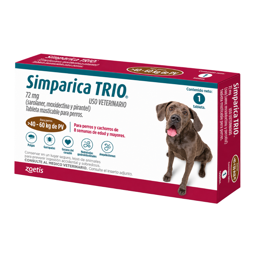 Antipulgas Simparica Trio comprimido 40-60 kg para Perros