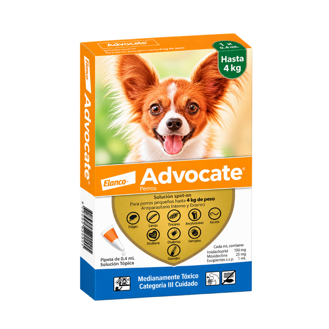Antipulgas y Antiparasitario Advocate para perro (hasta 4 kg)