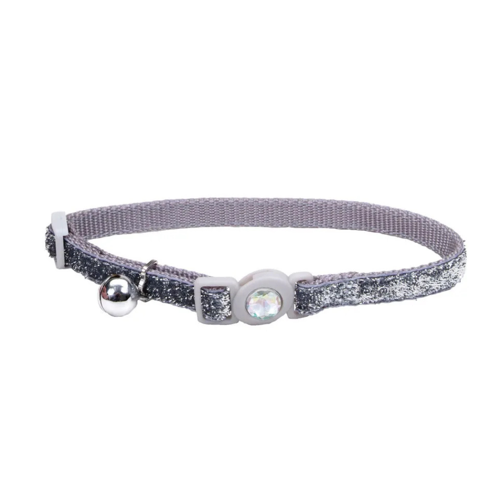 Collar Gato Brillante Plateado para gatos