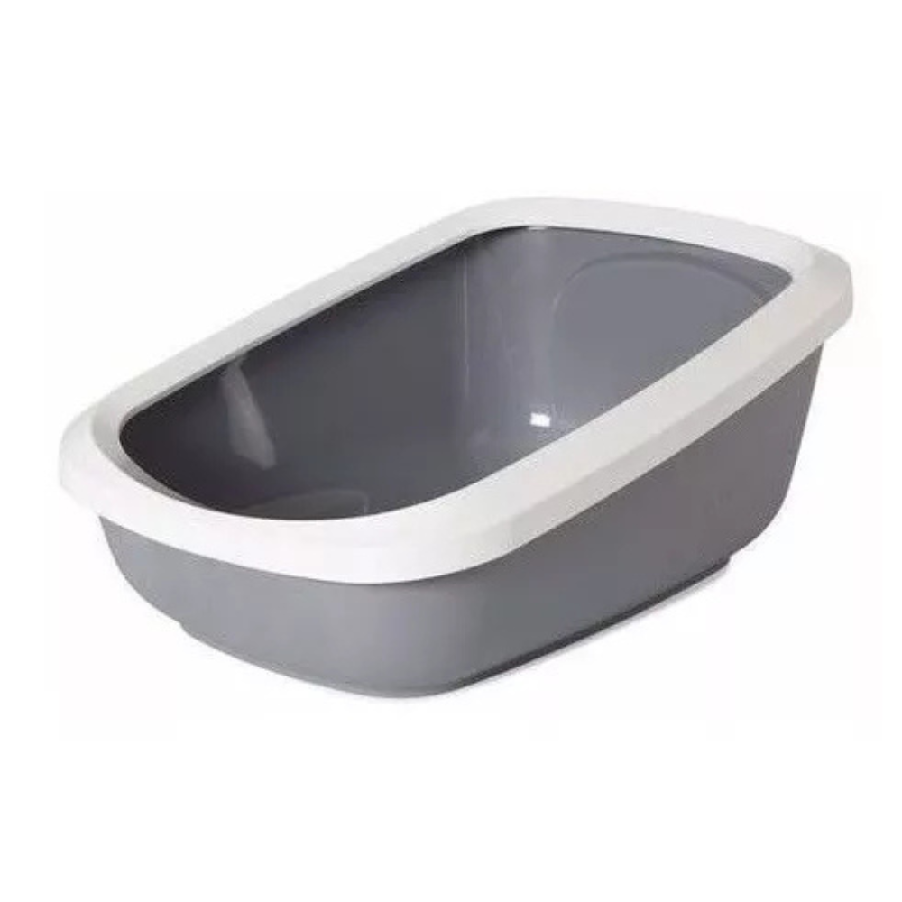 Aseo Arenero Con Espaldar Alto Y Aros Grande 56X39X27.5Cm Color Gris Para Gato