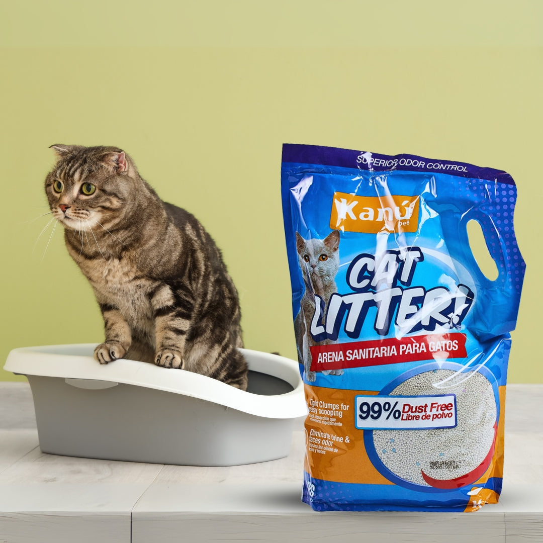 Arena de Bentonita Kanu Pet Cat Litter para Gatos. 99% libre de Polvo. Aglomera al Instante