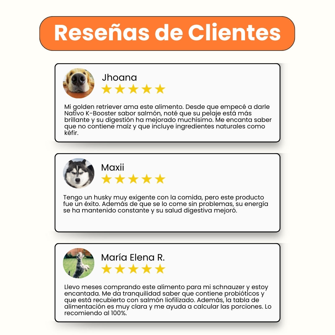 Alimento Seco Nativo K-Booster Salmón, Pollo, Cordero y Atún Kanu Pet para Perro Adulto