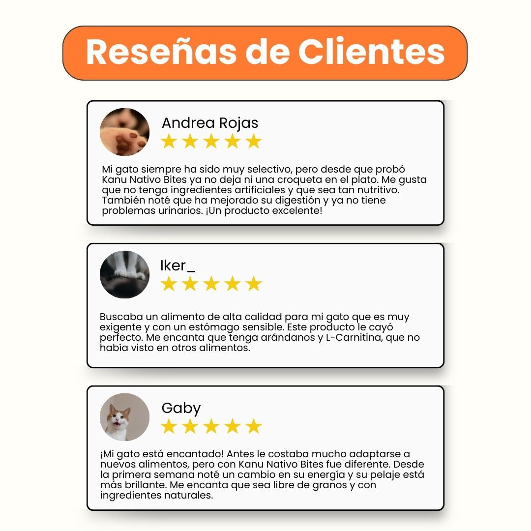 Alimento seco Nativo Bites Salmón, Pato y Pollo Kanu Pet para Gato Adulto
