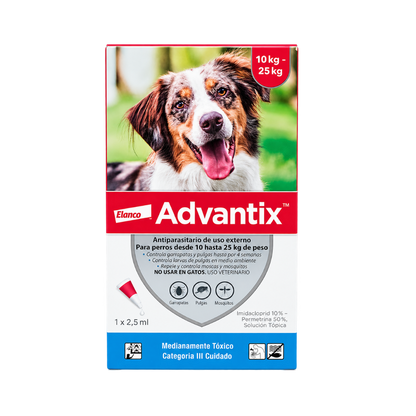 Antipulgas Advantix de 10 a 25 kg para perro