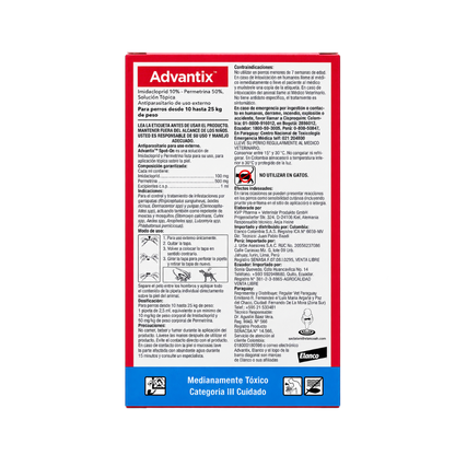 Antipulgas Advantix de 10 a 25 kg para perro